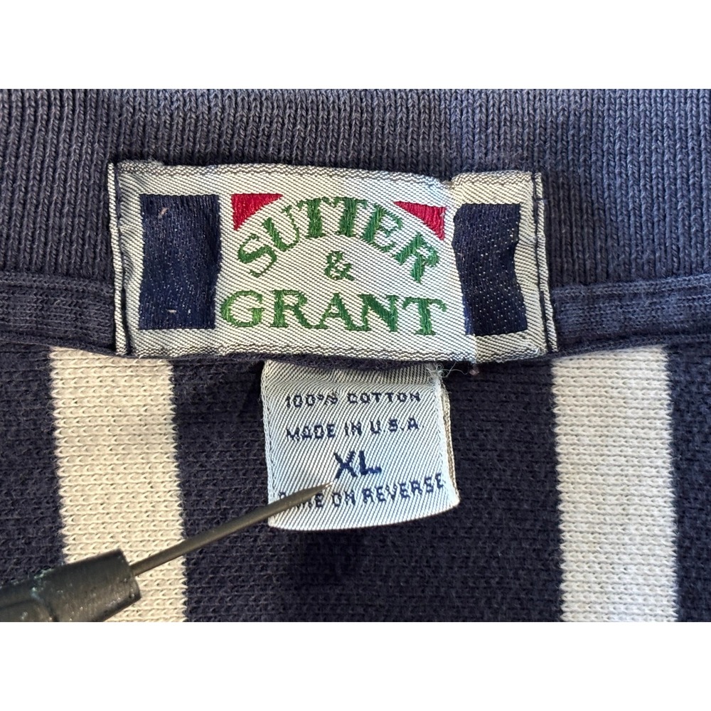 Vintage Sutter‎ & Grant Striped Polo Shirt Mens XL Colorblock Made in USA 90s - Picture 6 of 9
